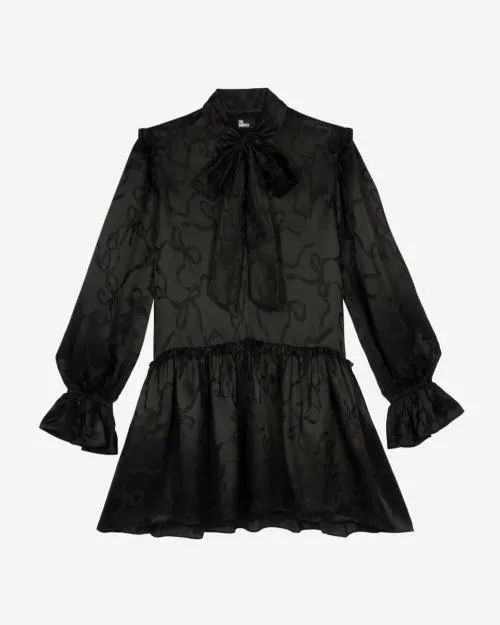 Women Dresses The Kooples Short Ribbon Jacquard Dress Black