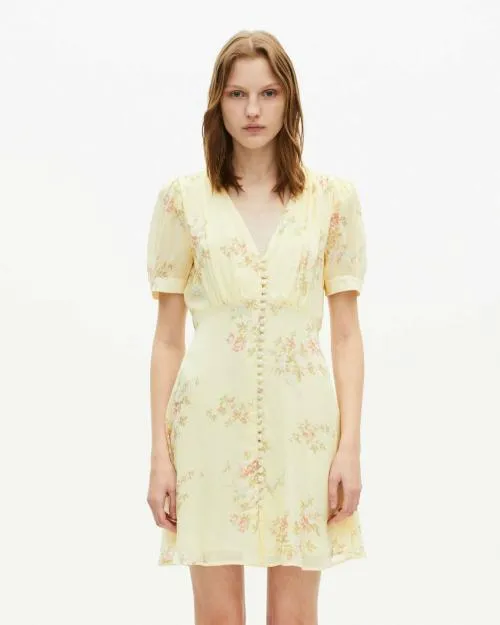 Women Dresses The Kooples Short Yellow Rose Print Dress Yellow
