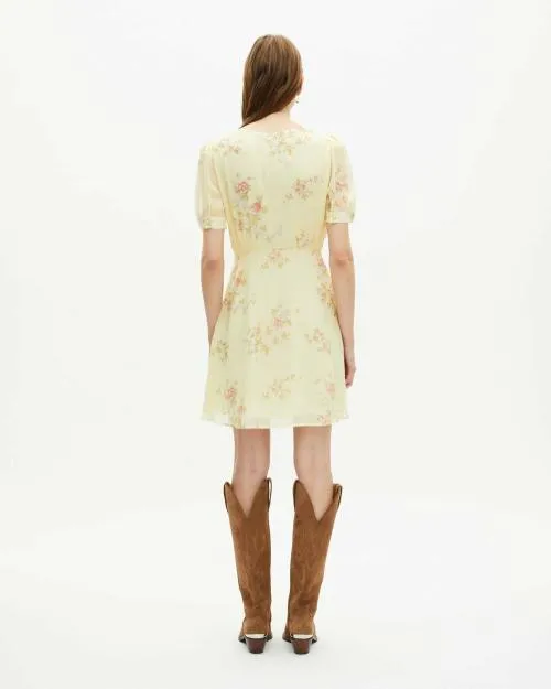 Women Dresses The Kooples Short Yellow Rose Print Dress Yellow