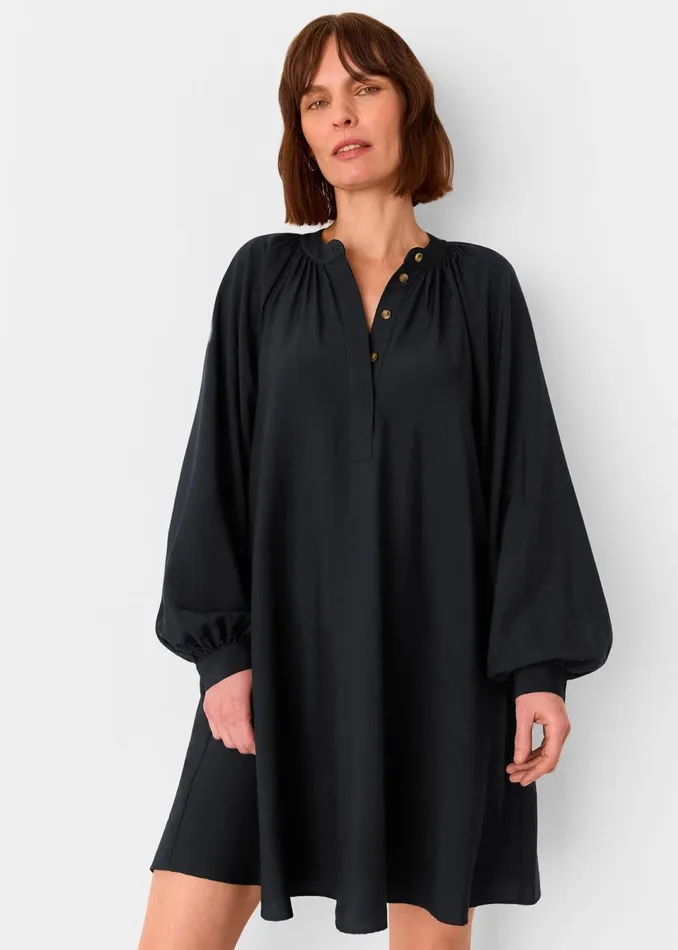 Women Dresses Whistles Black Full Volume Gathered Dress