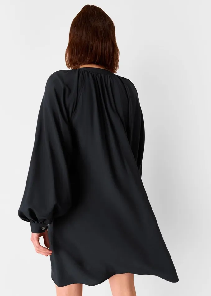 Women Dresses Whistles Black Full Volume Gathered Dress