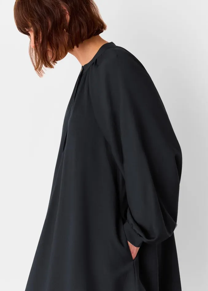 Women Dresses Whistles Black Full Volume Gathered Dress