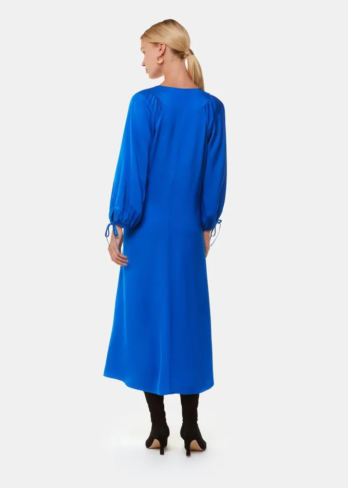 Women Dresses Whistles Blue Molly Satin Ruched Dress