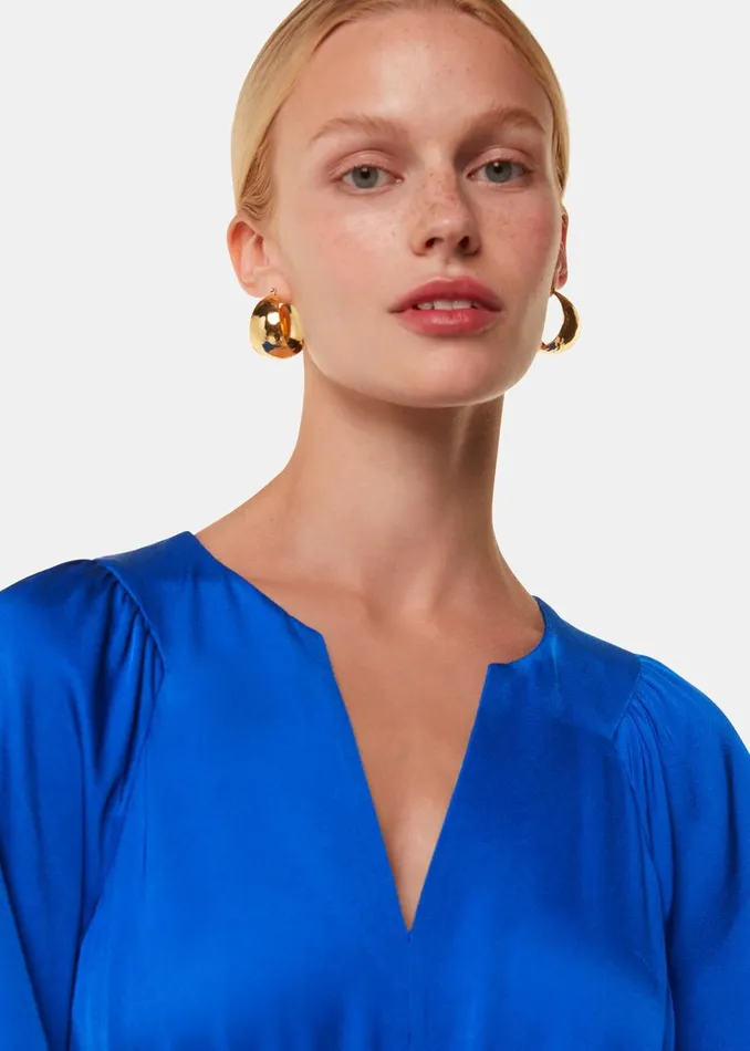 Women Dresses Whistles Blue Molly Satin Ruched Dress