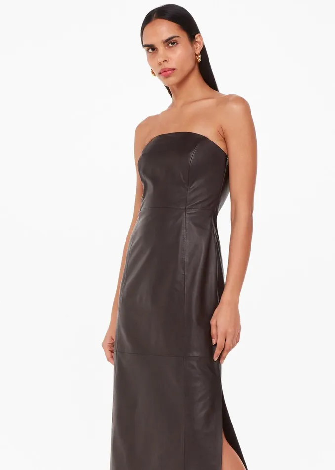 Women Dresses Whistles Chocolate Leather Bandeau Dress