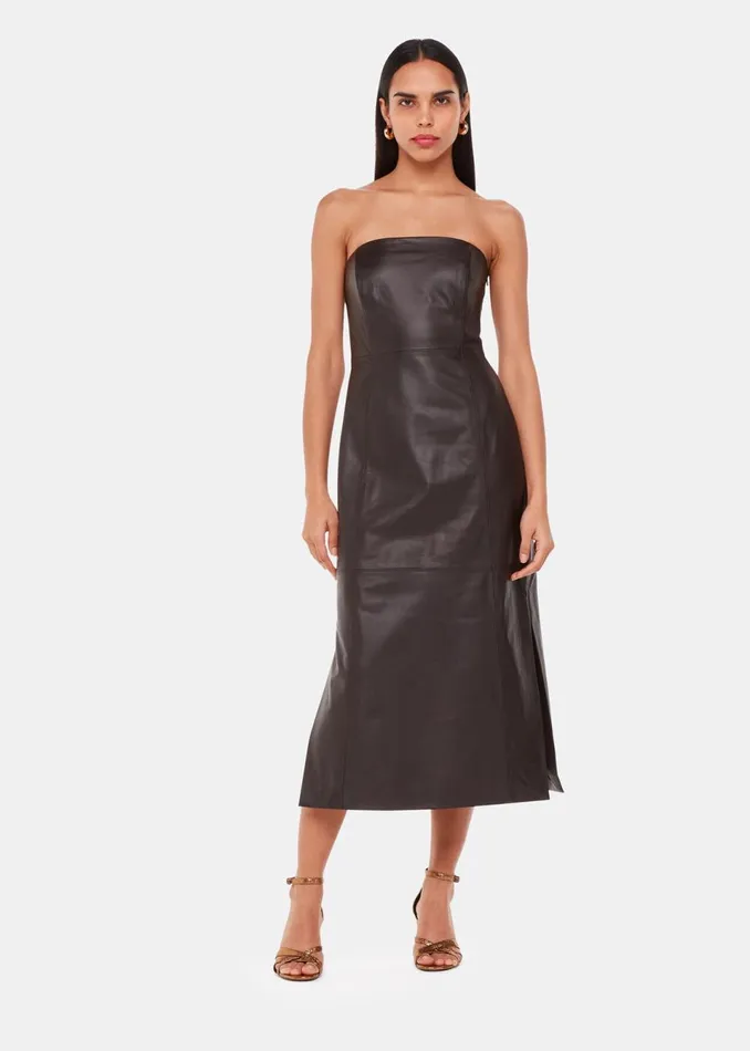 Women Dresses Whistles Chocolate Leather Bandeau Dress