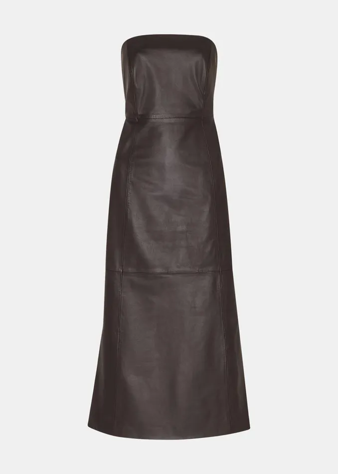 Women Dresses Whistles Chocolate Leather Bandeau Dress