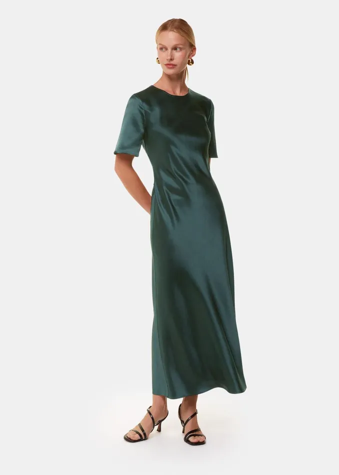 Women Dresses Whistles Dark Green Avery Satin Twist Dress