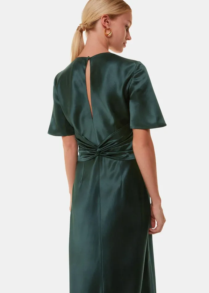 Women Dresses Whistles Dark Green Avery Satin Twist Dress