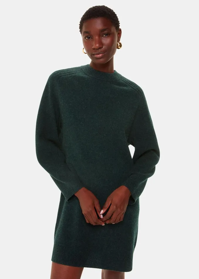 Women Dresses Whistles Forest Green Ava Round Neck Knitted Dress