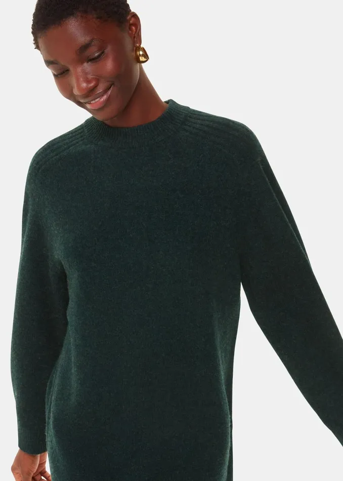 Women Dresses Whistles Forest Green Ava Round Neck Knitted Dress