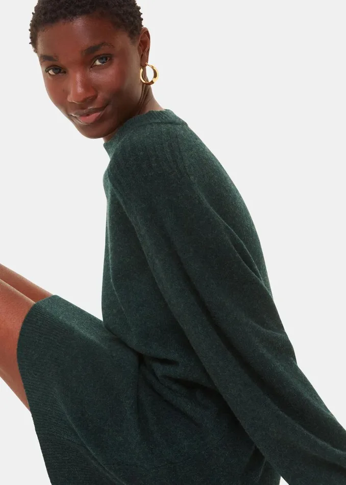 Women Dresses Whistles Forest Green Ava Round Neck Knitted Dress