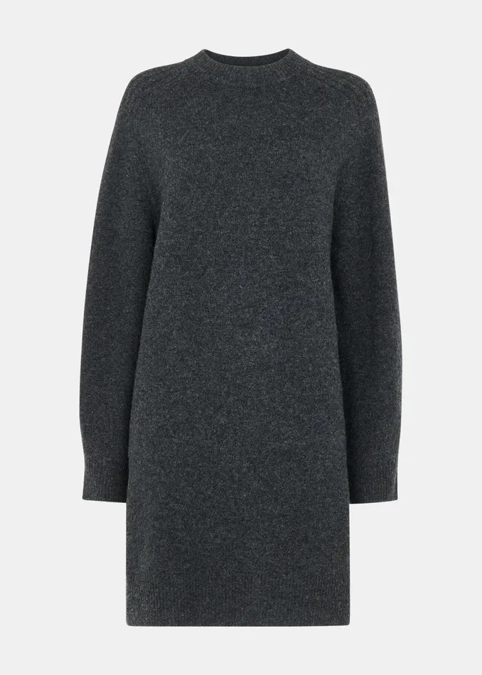 Women Dresses Whistles Grey Ava Round Neck Knitted Dress
