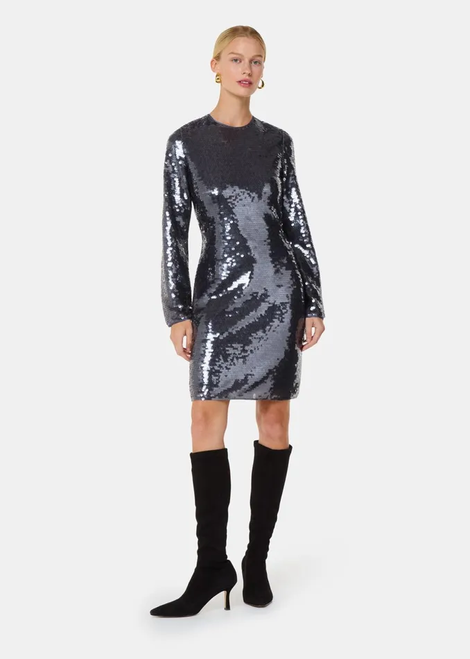Women Dresses Whistles Pewter Sequin Mini Dress