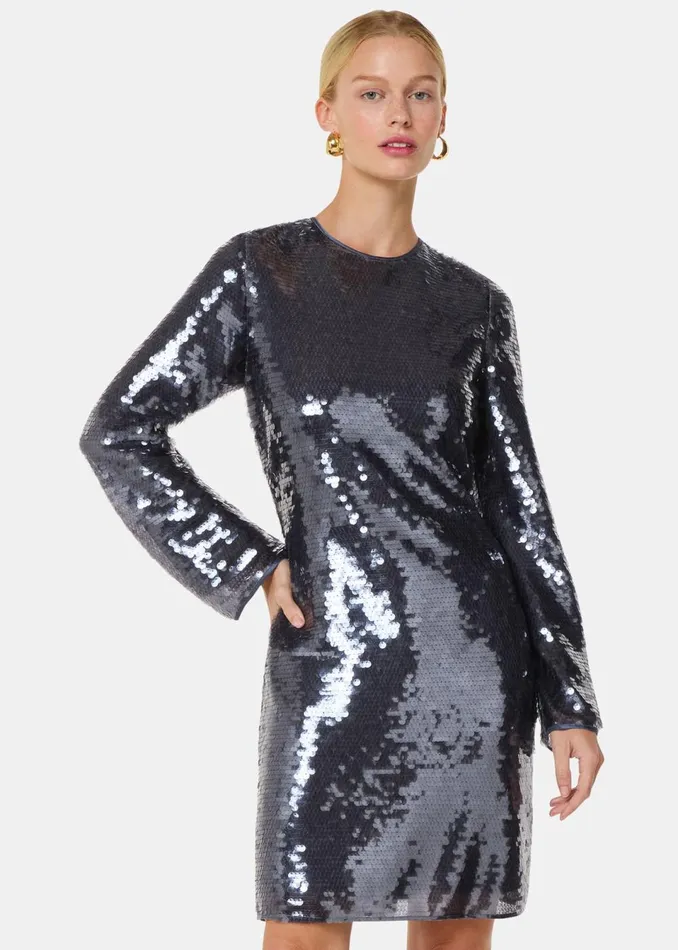 Women Dresses Whistles Pewter Sequin Mini Dress