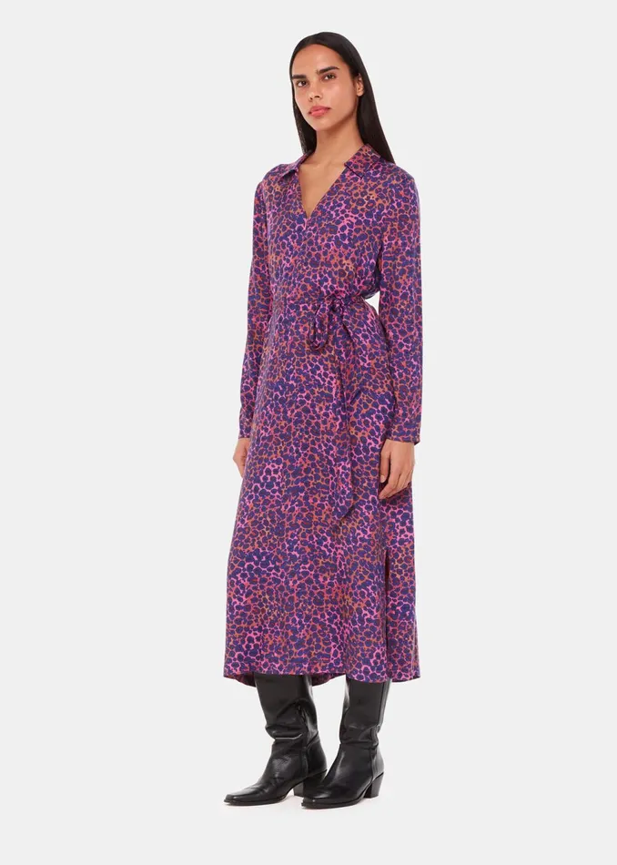 Women Dresses Whistles Pink Mottled Leopard Midi Dress