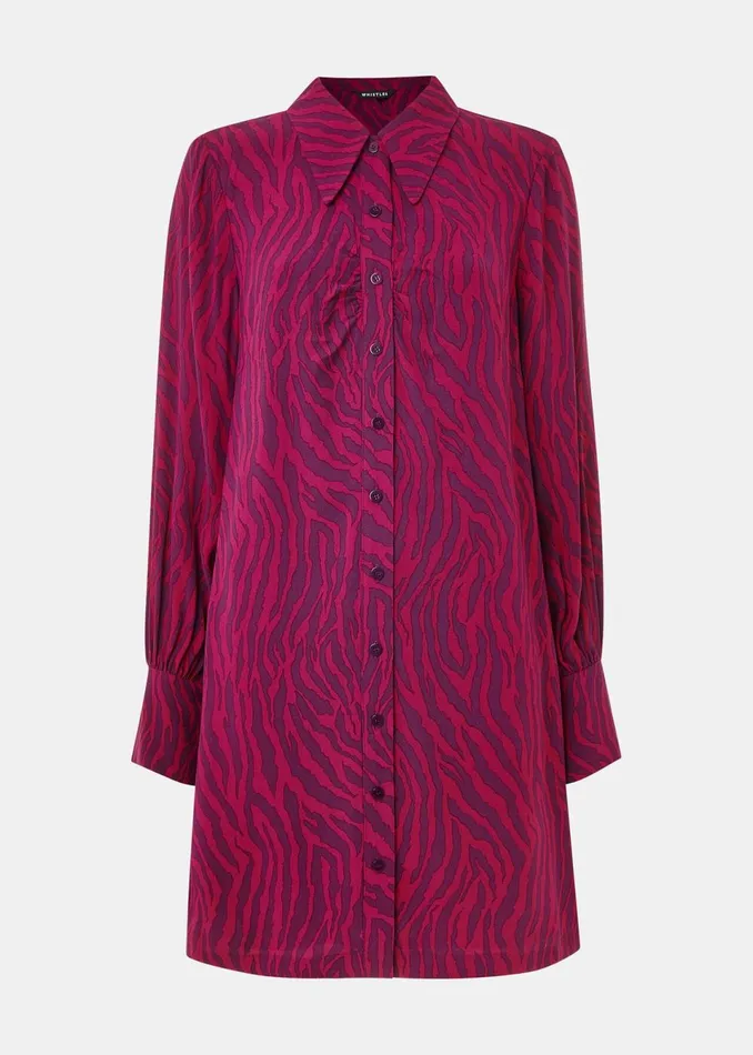 Women Dresses Whistles Purple Zebra Stripe Collar Dress