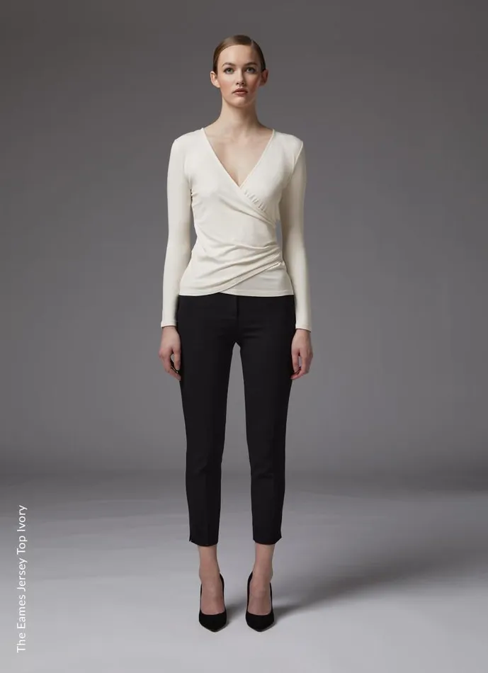 Women Eames Ivory Jersey Wrap Top Ivory LKBennett Tops