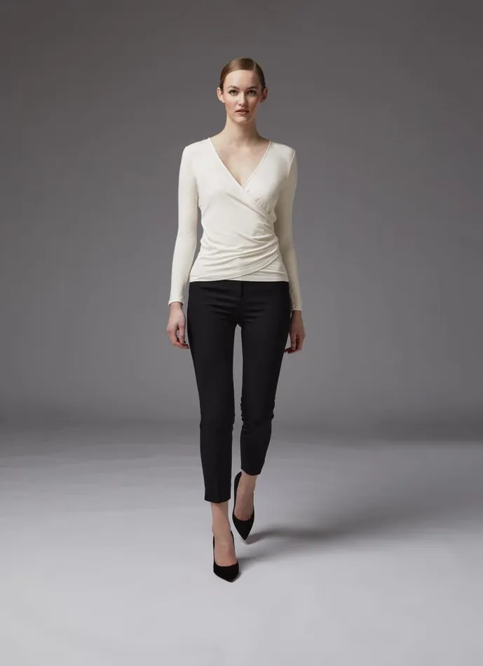 Women Eames Ivory Jersey Wrap Top Ivory LKBennett Tops Women Eames Ivory Jersey Wrap Top Ivory LKBennett Tops