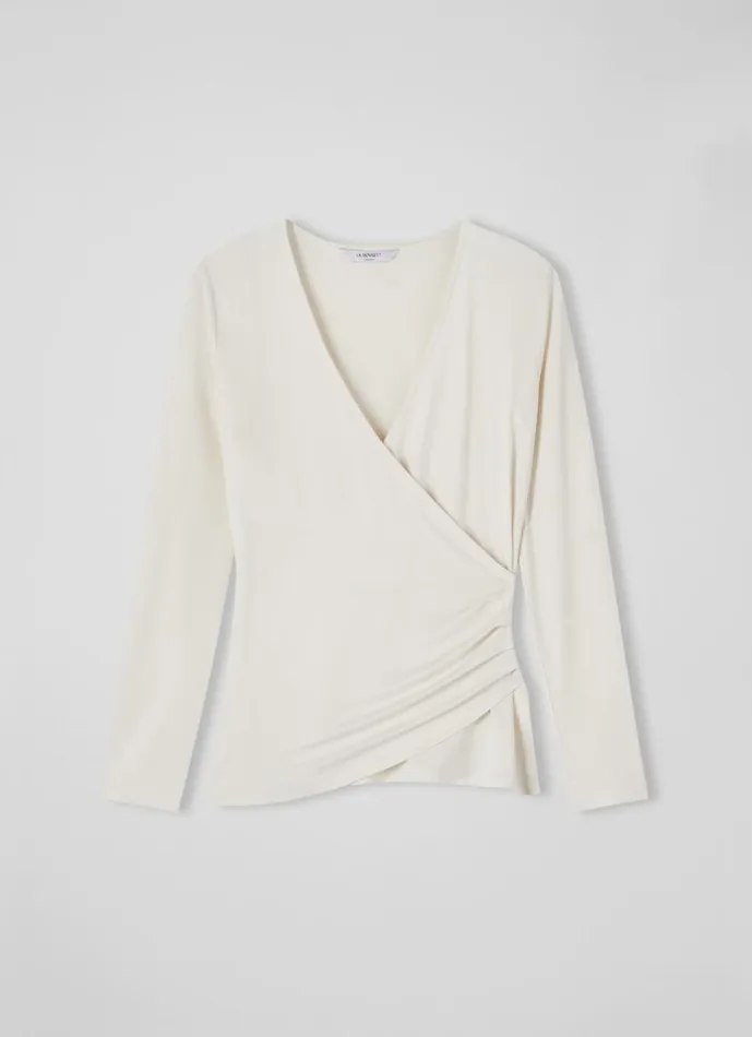 Women Eames Ivory Jersey Wrap Top Ivory LKBennett Tops Women Eames Ivory Jersey Wrap Top Ivory LKBennett Tops