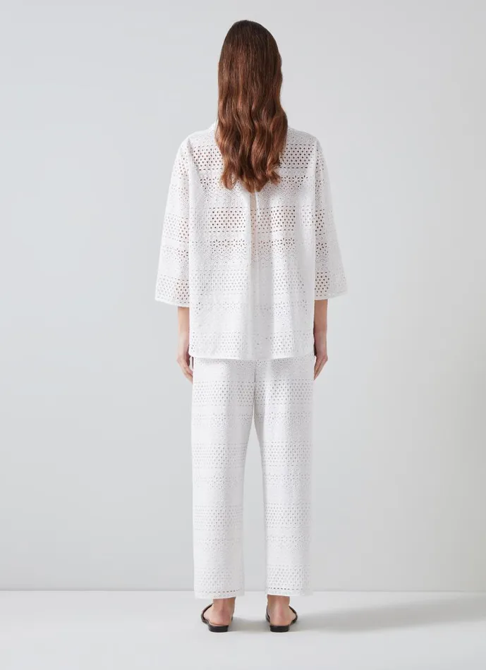 Women Edie White Broderie Anglaise Trousers White LKBennett Trousers