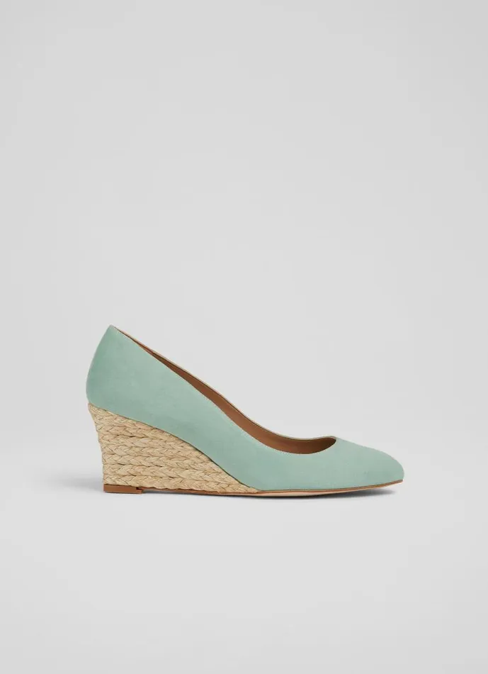Women Eevi Mint Suede Espadrille Wedges Green LKBennett Court Shoes