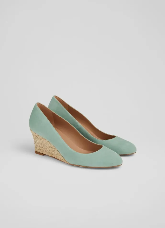 Women Eevi Mint Suede Espadrille Wedges Green LKBennett Court Shoes Women Eevi Mint Suede Espadrille Wedges Green LKBennett Court Shoes