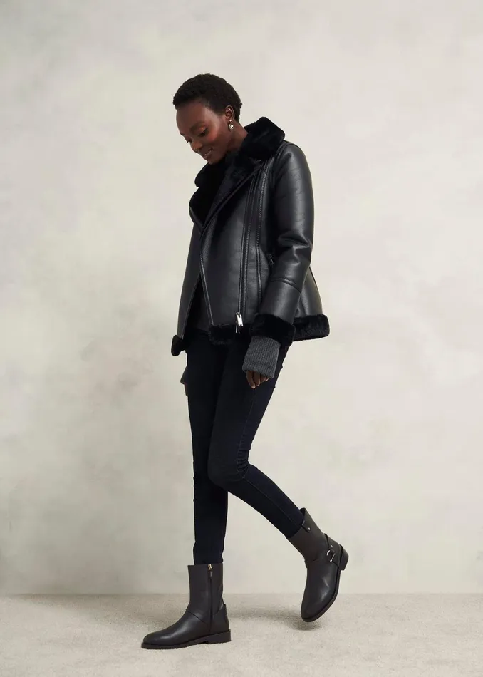 Women Effie Leather Biker Boots Black Hobbs Boots