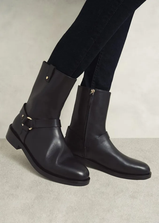 Women Effie Leather Biker Boots Black Hobbs Boots