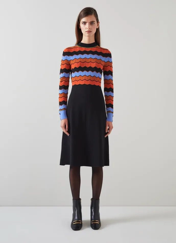 Women Elina MultiColour Wavy Knit Dress Multi LKBennett Dresses