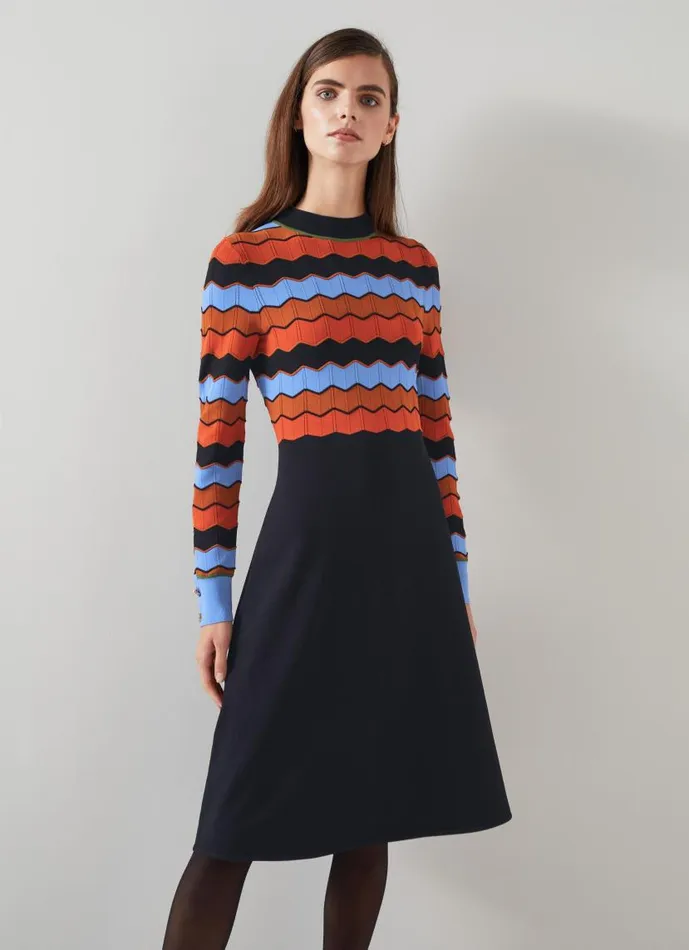 Women Elina MultiColour Wavy Knit Dress Multi LKBennett Dresses Women Elina MultiColour Wavy Knit Dress Multi LKBennett Dresses