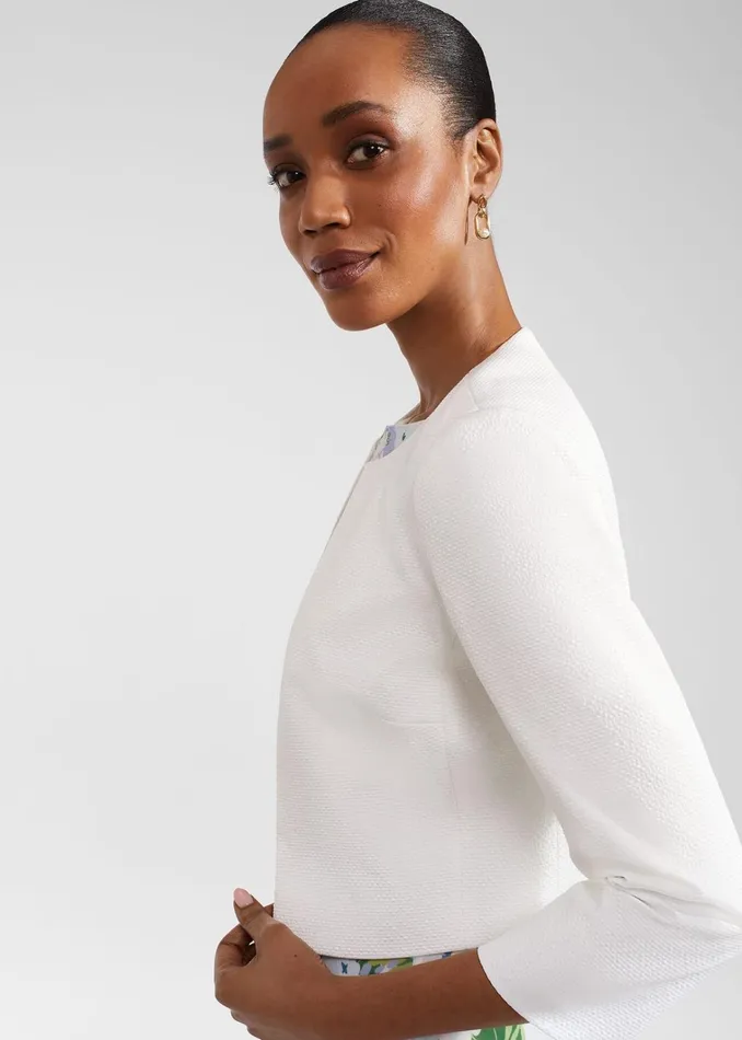 Women Elize Textured Jacket Ivory Hobbs Coats and Jackets