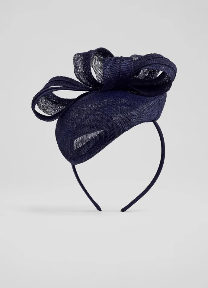 Women Elowen Navy Mesh Bow Detail Fascinator LKBennett Hats and Fascinators