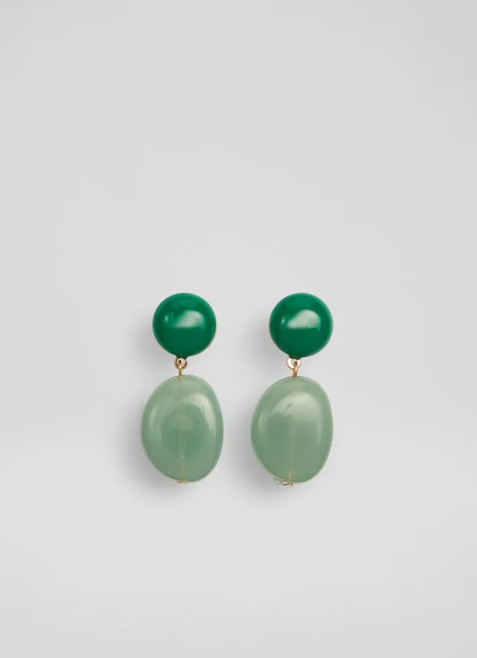 Women Ember Green Acrylic StoneLike Drop Earrings LKBennett Jewellery