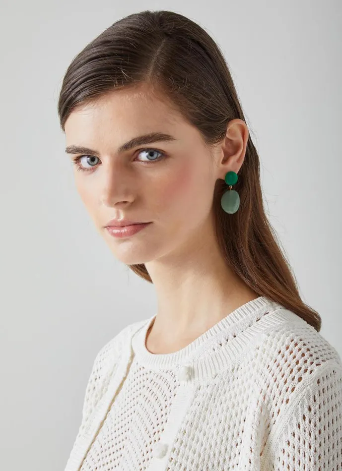Women Ember Green Acrylic StoneLike Drop Earrings LKBennett Jewellery Women Ember Green Acrylic StoneLike Drop Earrings LKBennett Jewellery