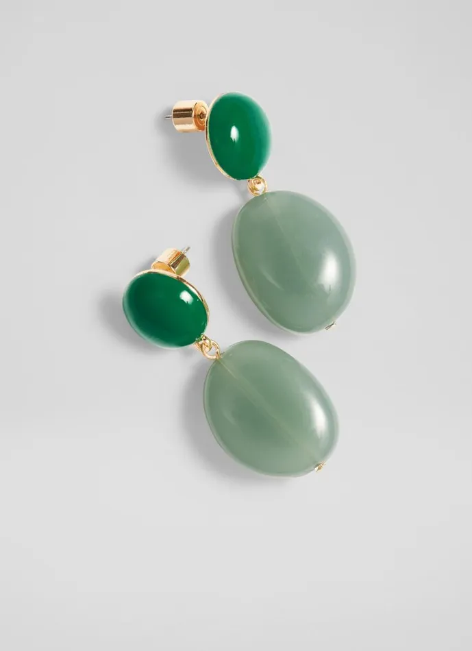 Women Ember Green Acrylic StoneLike Drop Earrings LKBennett Jewellery Women Ember Green Acrylic StoneLike Drop Earrings LKBennett Jewellery