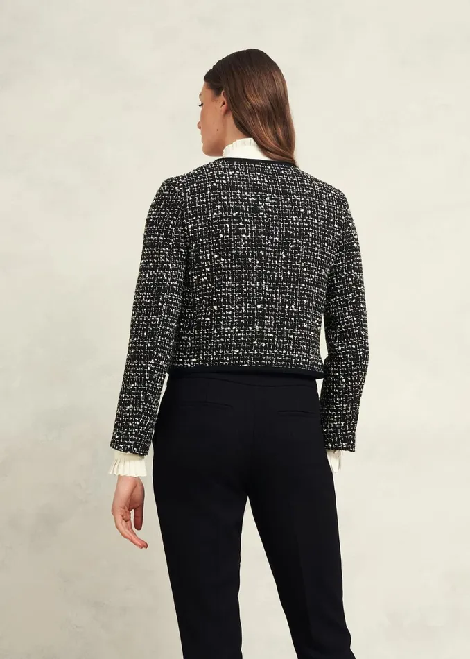 Women Emilia Tweed Jacket Black Ivory Hobbs Coats and Jackets