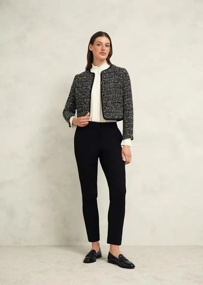 Women Emilia Tweed Jacket Black Ivory Hobbs Coats and Jackets