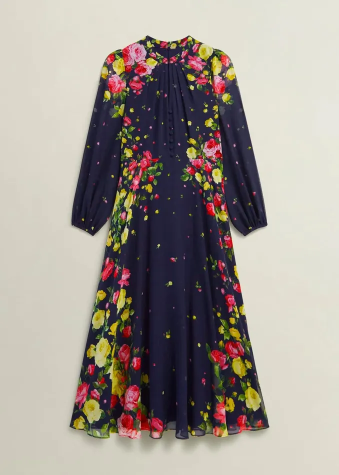 Women Eva Floral Silk Dress Navy Multi Hobbs Dresses and Jumpsuits