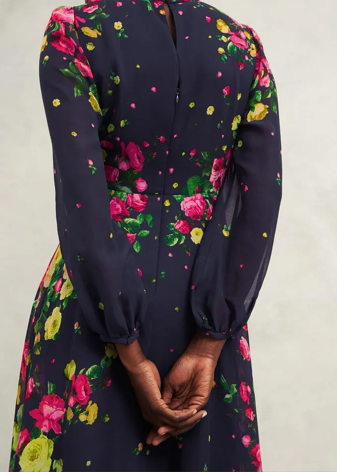 Women Eva Floral Silk Dress Navy Multi Hobbs Dresses and Jumpsuits