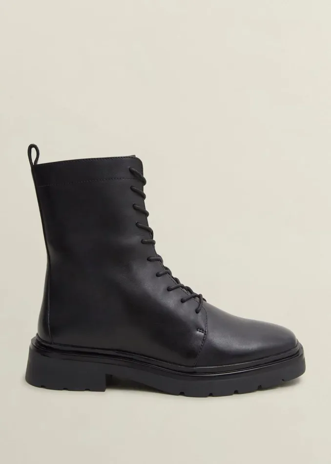 Women Farrah Leather LaceUp Boots Black Hobbs Boots