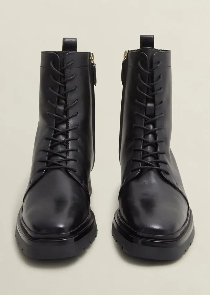 Women Farrah Leather LaceUp Boots Black Hobbs Boots