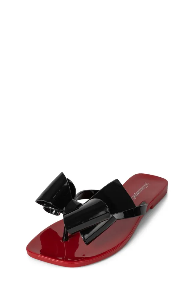 Women Flat Jeffrey Campbell SUGARY Red Shiny Black Shiny