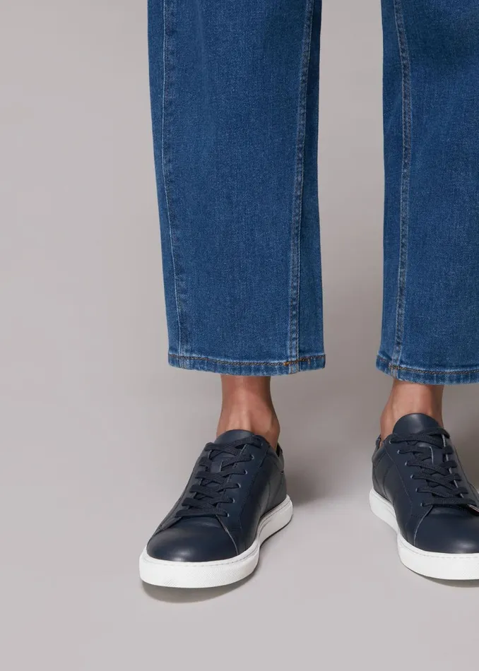 Women Flat Shoes Whistles Navy Koki Lace Up Trainer