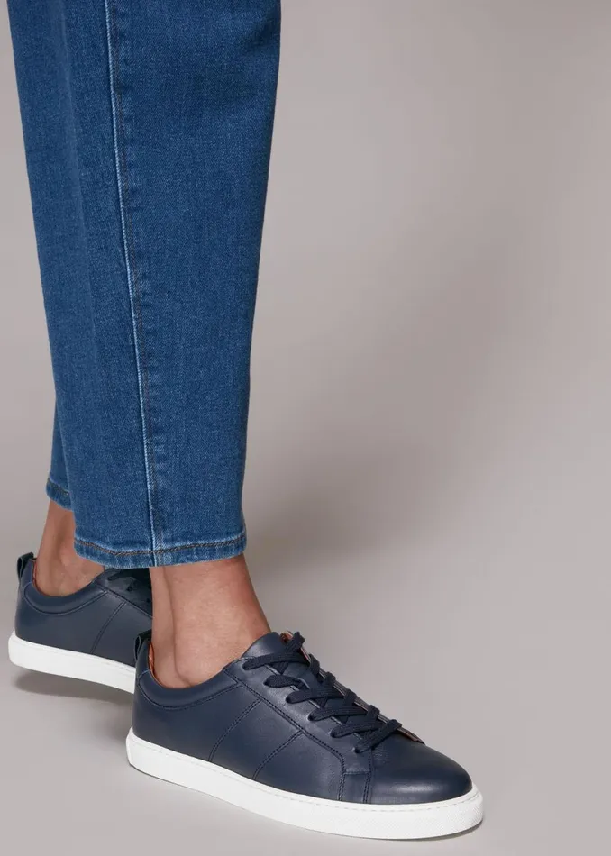 Women Flat Shoes Whistles Navy Koki Lace Up Trainer