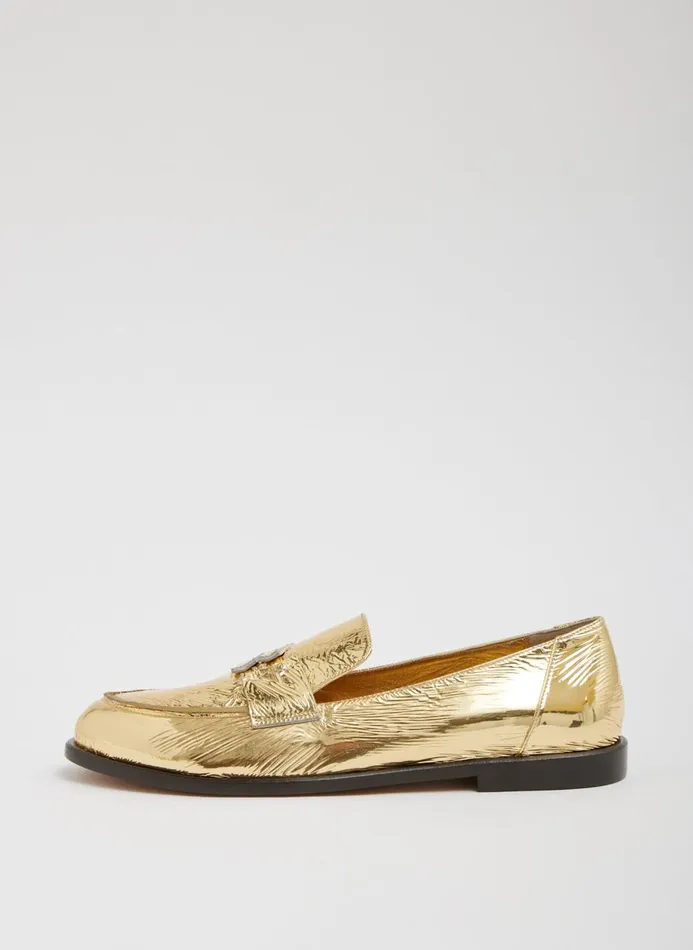 Women Flats Tibi Nacho Metallic Loafer Gold