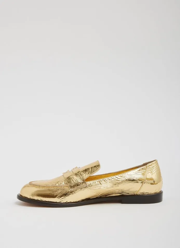 Women Flats Tibi Nacho Metallic Loafer Gold