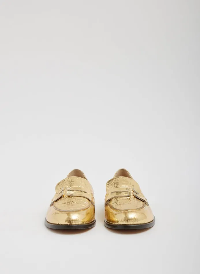 Women Flats Tibi Nacho Metallic Loafer Gold