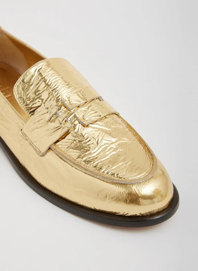 Women Flats Tibi Nacho Metallic Loafer Gold