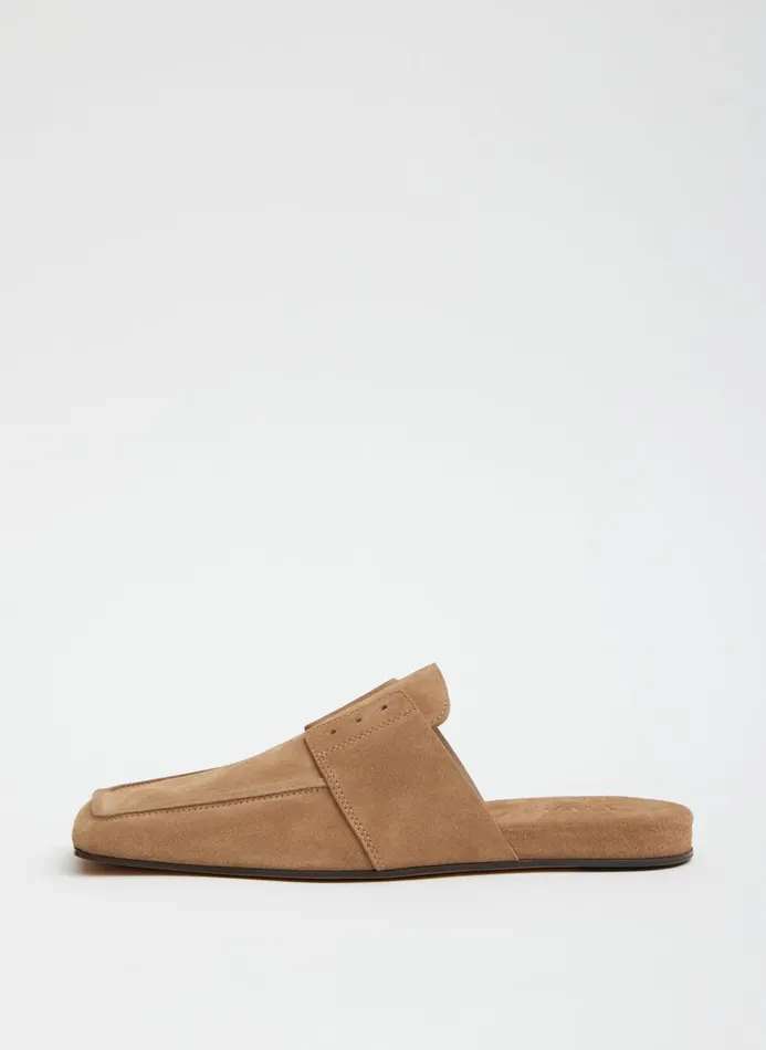 Women Flats Tibi Suede Granger Slide Tan